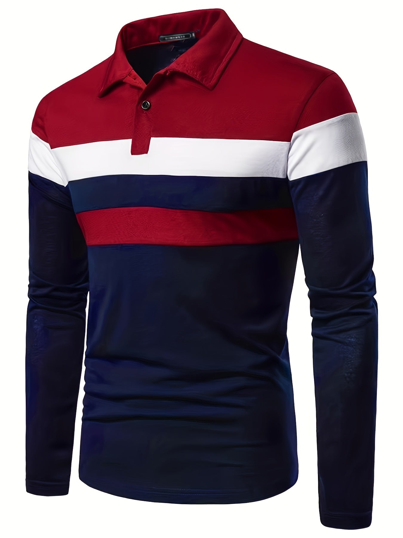 Polonik - Heren Polo met Lange Mouwen en Brede Strepen – Casual Slim Fit