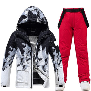 James™ sport stijl patchwork bedrukte opstaande kraag ski pak