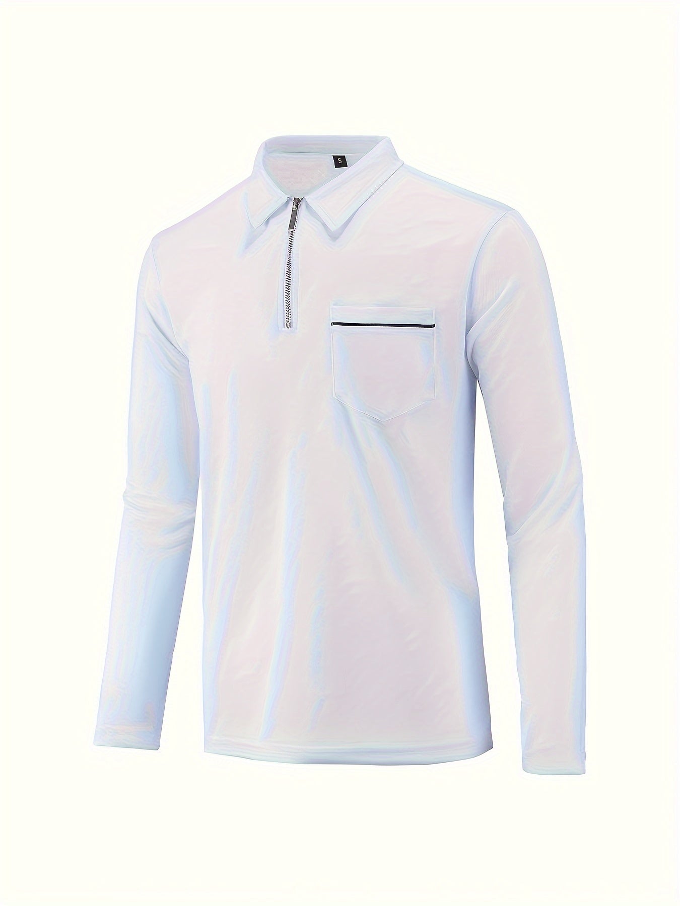 Polonik - Heren Polo met Lange Mouwen en Borstzak, Half-Zip – Casual Slim Fit