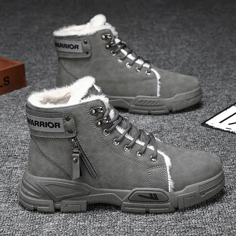 DopeStride™ grijze leren comfortabele winterschoenen met letterprint