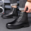 DopeStride™ sportstijl echt zwart leer met zijrits winterschoenen