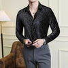 Afbeelding laden in Galerijviewer, James™ glanzend fluweel zwart elegant comforta heren overhemd