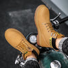 DopeStride™ gele leren hoge winterschoenen met letterprint