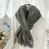 Oliver® wollen geruite zwarte heren sjaal met print