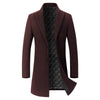 Oliver® Heren lange jas| wollen winddicht buttun fleece