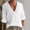 James™ Linnen Overhemd Heren Vintage V-Hals