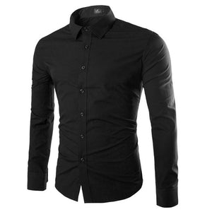 James™ effen zwart slim fit heren overhemd