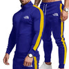 James™ staande kraag blauw shirt gestreepte broek Heren trainingspak