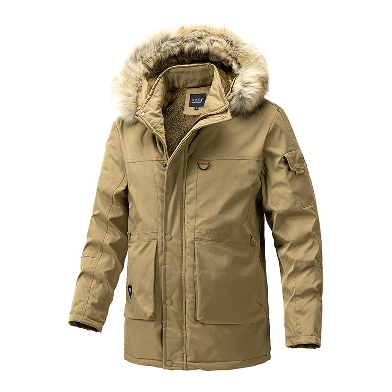 Tommy™ bontkraag legergroen met rits parka winterjas