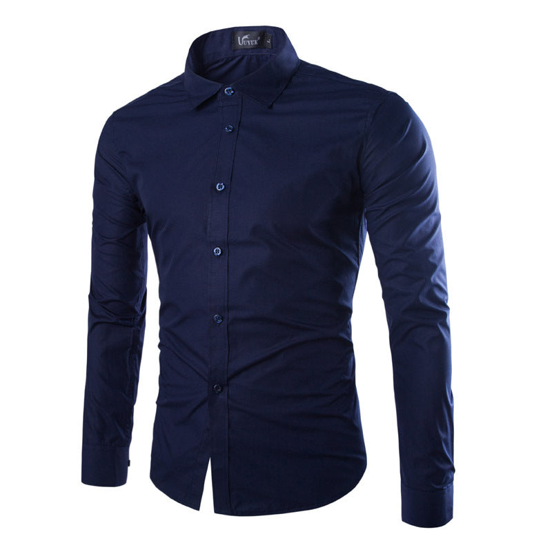 James™ effen zwart slim fit heren overhemd