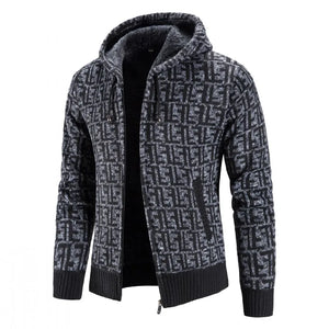 Oliver® wollen dik gestreepte heren hoodie met rits