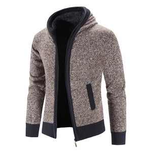 Oliver® wollen dik gestreepte heren hoodie met rits