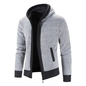 Oliver® wollen dik gestreepte heren hoodie met rits