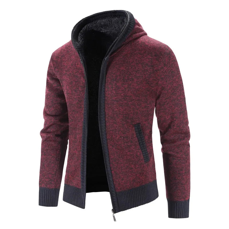 Oliver® wollen dik gestreepte heren hoodie met rits