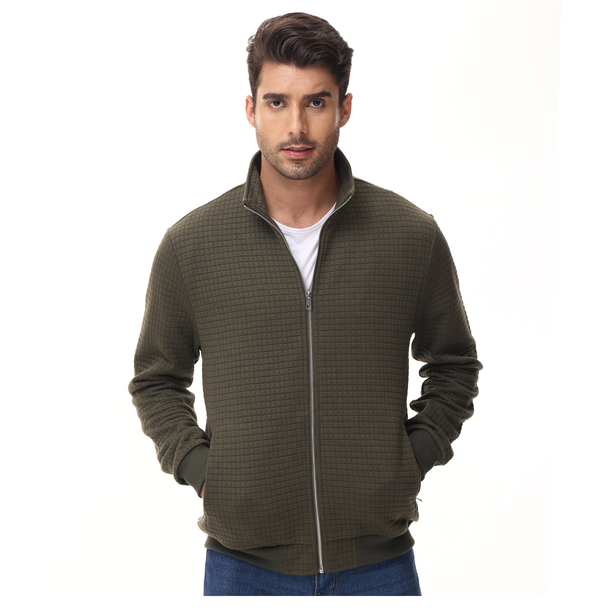 Oliver® Hol patroon met opstaande kraag comfortabel herenvest