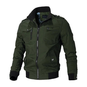 James™  militaire stijl kaki met revers staande kraag rits heren bomberjacket