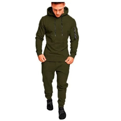 James™ Militaire stijl met rits capuchon fleece broek Heren trainingspak