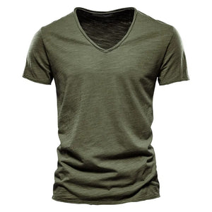 James™ groen eenvoudig ademend v hals t shirt herren