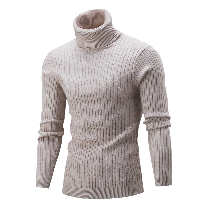 Oliver® Effen kleur gestreepte wollen gebreide coltrui voor heren