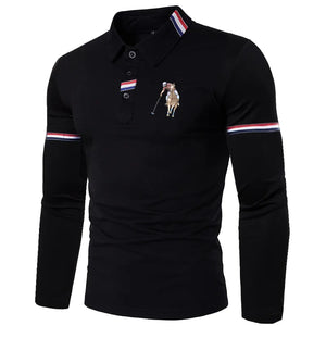 James™ kleurblok band Polo lange mouwen