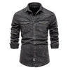 James™ gewassen denim button down heren overhemd