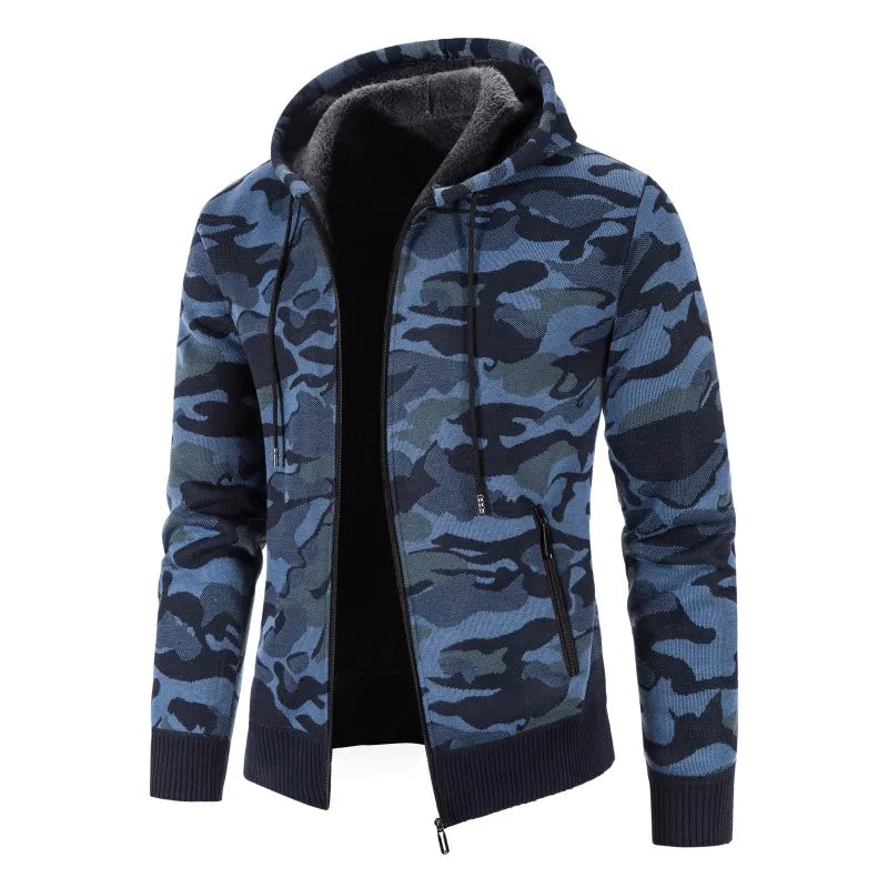 Oliver® dik bont camouflage met effen kleur heren hoodie