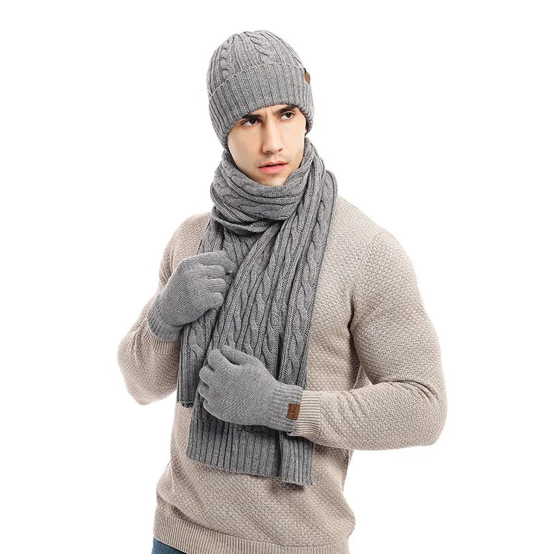 Oliver® wollen gevoerde bedrukte heren sjaal in effen kleur