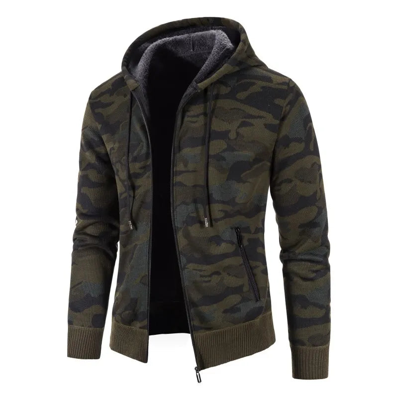 Oliver® dik bont camouflage met effen kleur heren hoodie