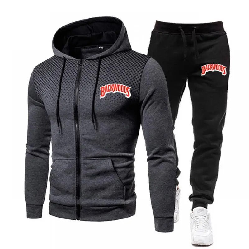 James™ Sport stijl grijze hoodie zwarte broek Heren trainingspak