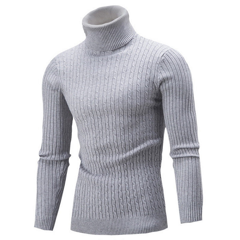 Oliver® Effen kleur gestreepte wollen gebreide coltrui voor heren