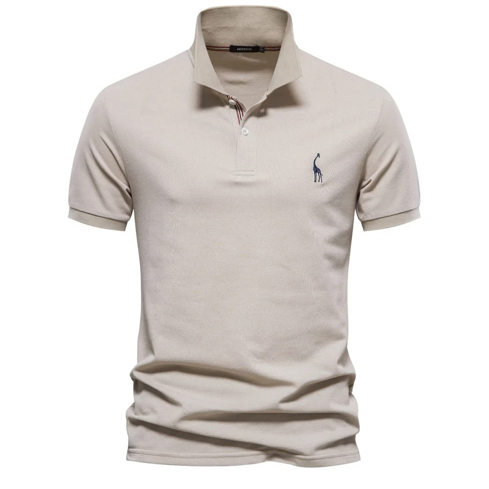 James™ Giraffe geborduurd lichtgekleurd heren polo shirt