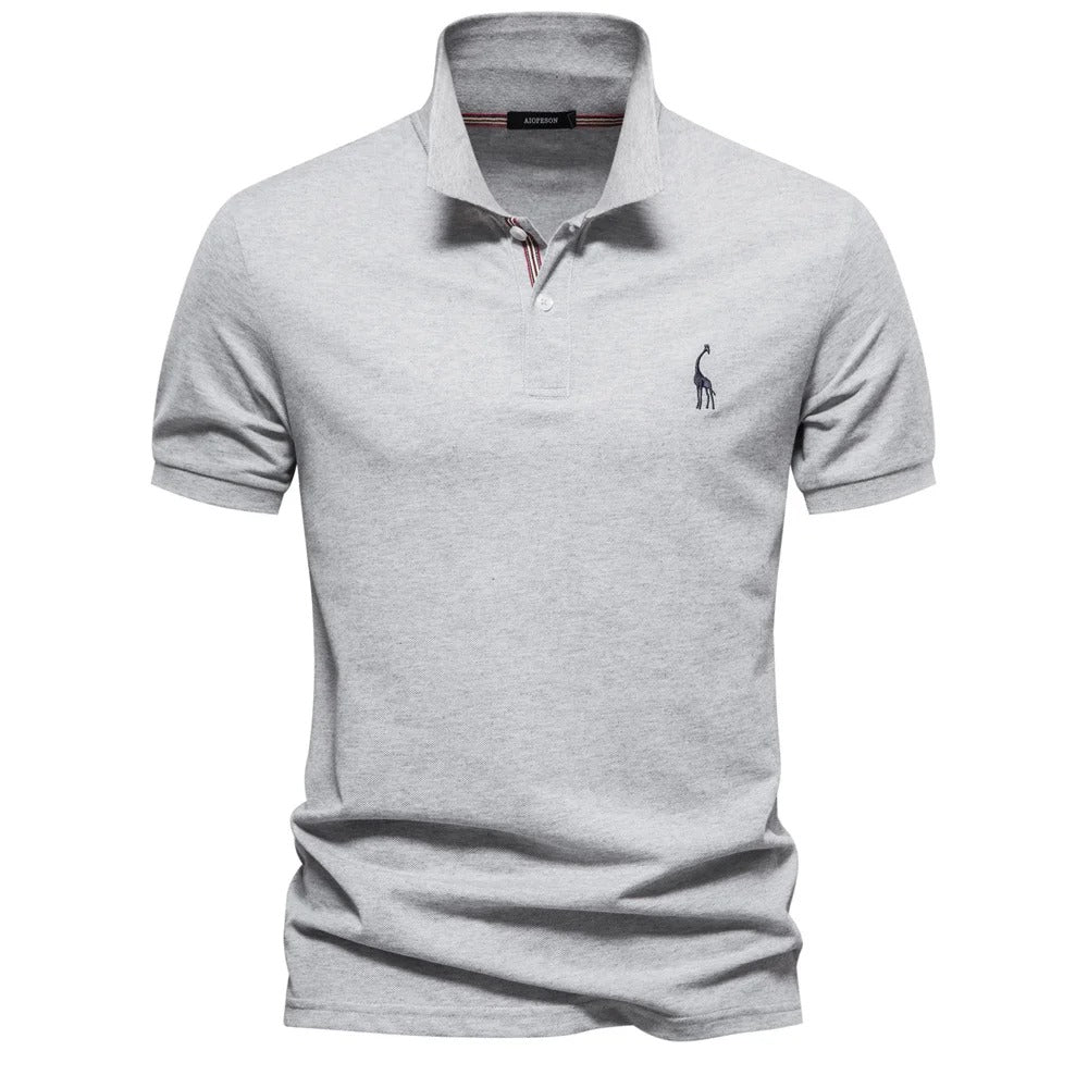 James™ Giraffe geborduurd lichtgekleurd heren polo shirt