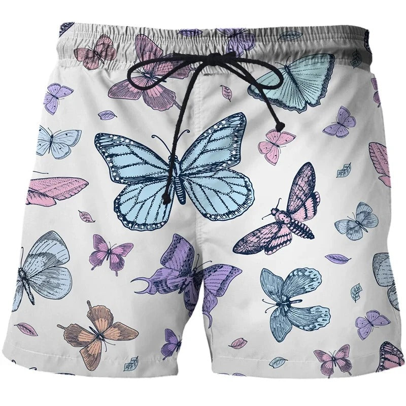 David® comfortabele zwembroek met roze vlinderprint