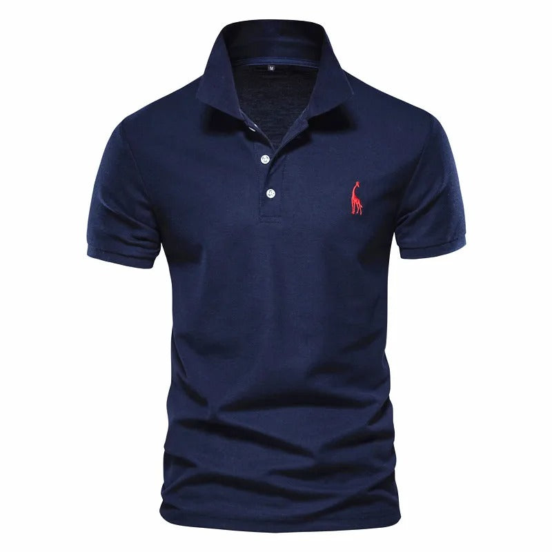 James™ Casual heren polo met geborduurd hert