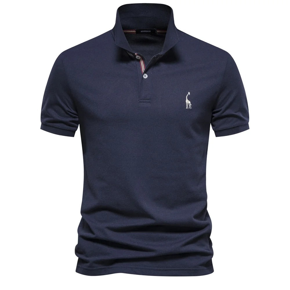 James™ Giraffe geborduurd lichtgekleurd heren polo shirt