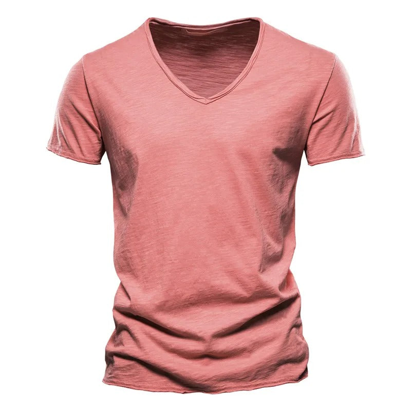 James™ groen eenvoudig ademend v hals t shirt herren