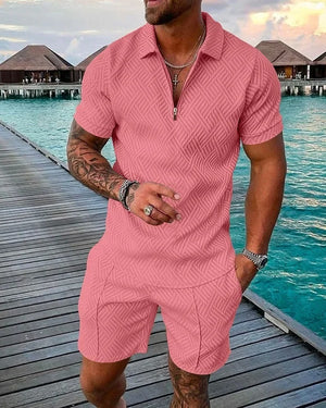 James™ roze bedrukte fleece shorts met rits heren zomerset
