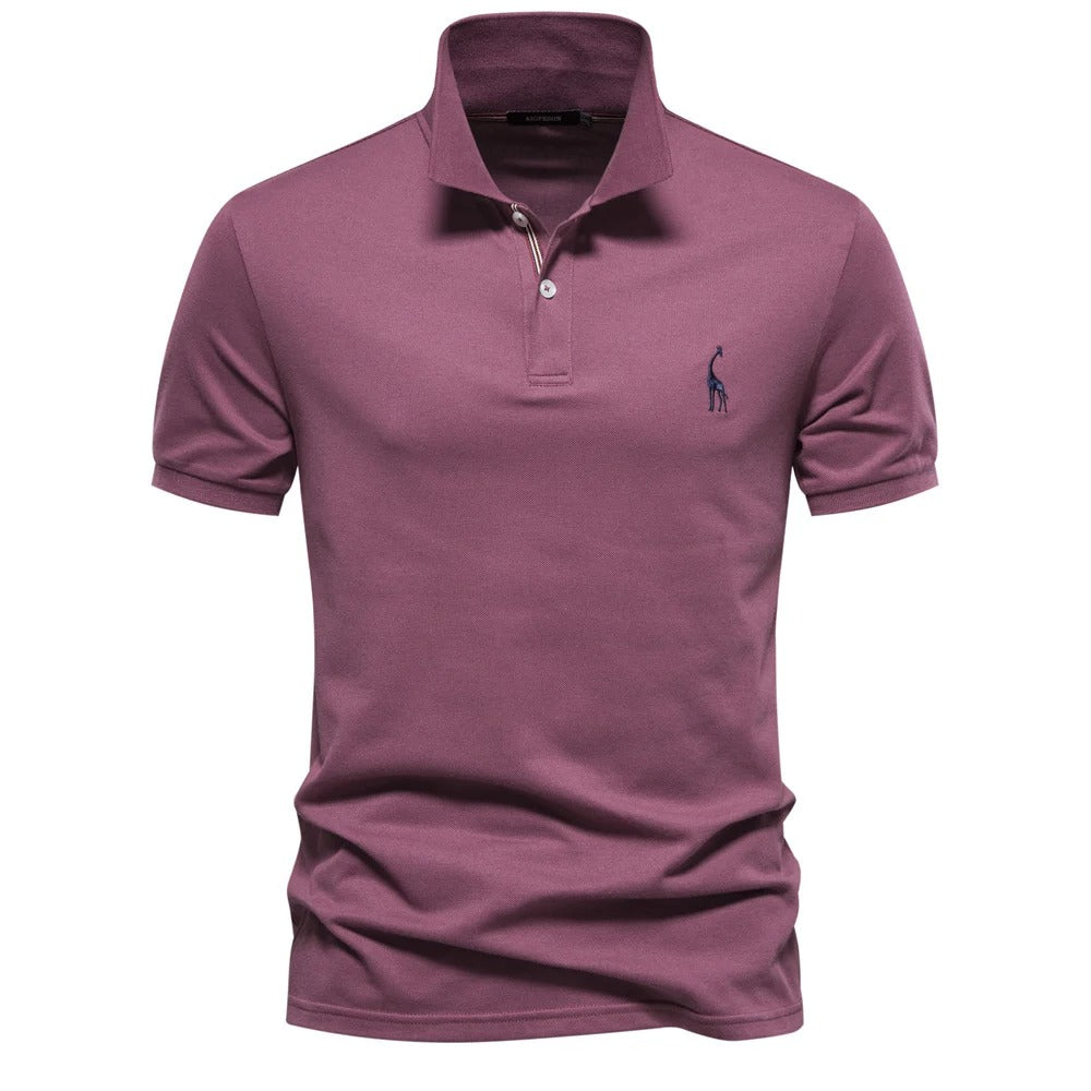 James™ Giraffe geborduurd lichtgekleurd heren polo shirt