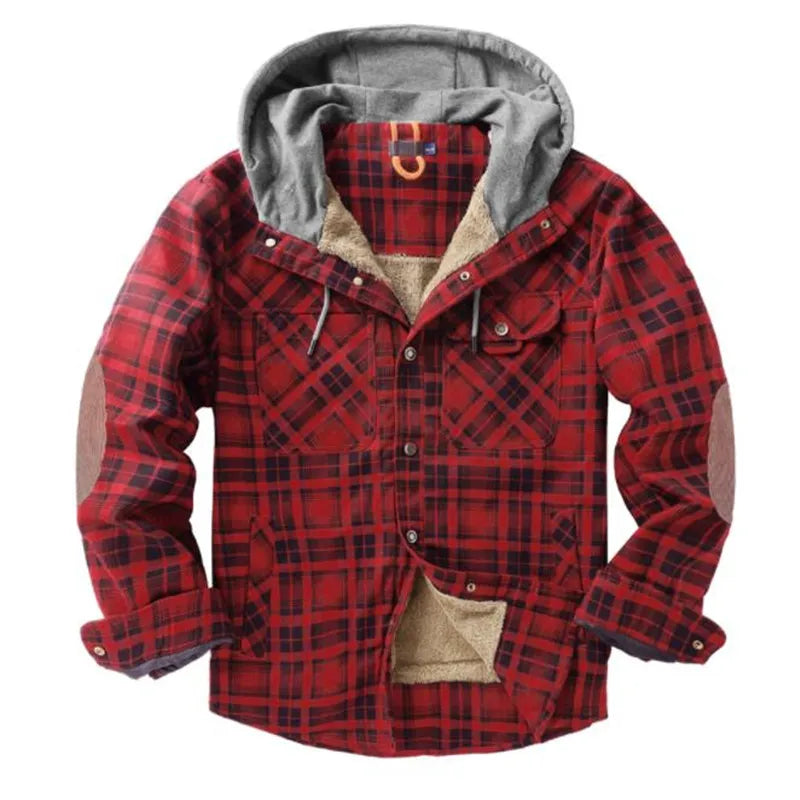 Oliver® katoenen fluwelen ruitjespatroon met rits heren hoodie