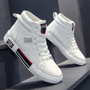 Hudson™ Witte leren antislip heren hoge sneakers