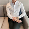James™zwart casual slank zijden knoop revers comfortabel heren overhemd