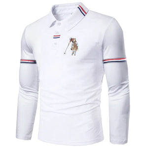 James™ kleurblok band Polo lange mouwen