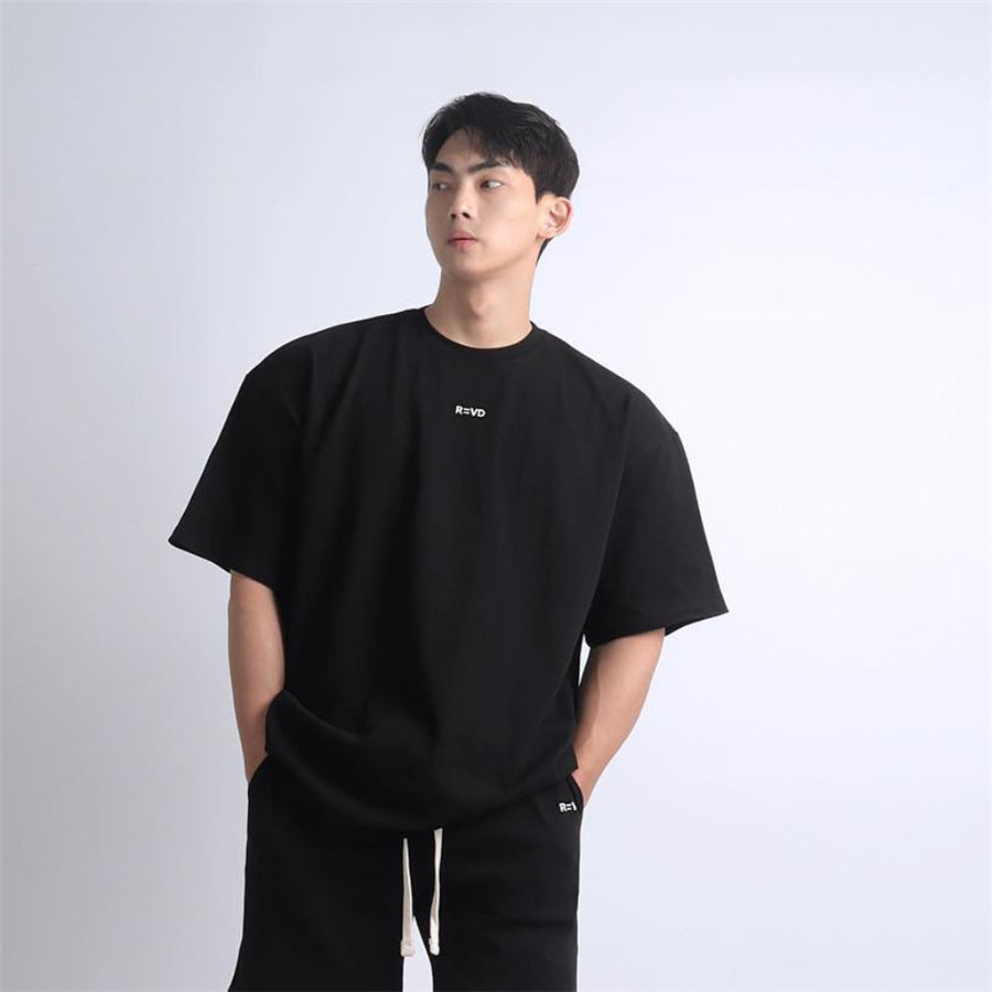 James™ zwart fleece oversized t-shirt met ronde hals