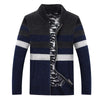 Oliver® gebreide gestreepte heren fleece trui met rits