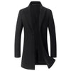 Oliver® Heren lange jas| wollen winddicht buttun fleece