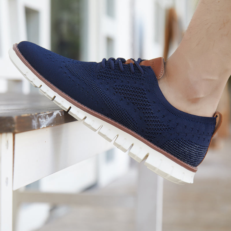 Oliver® Heren veterschoenen Blauw Flyknit Sneakers