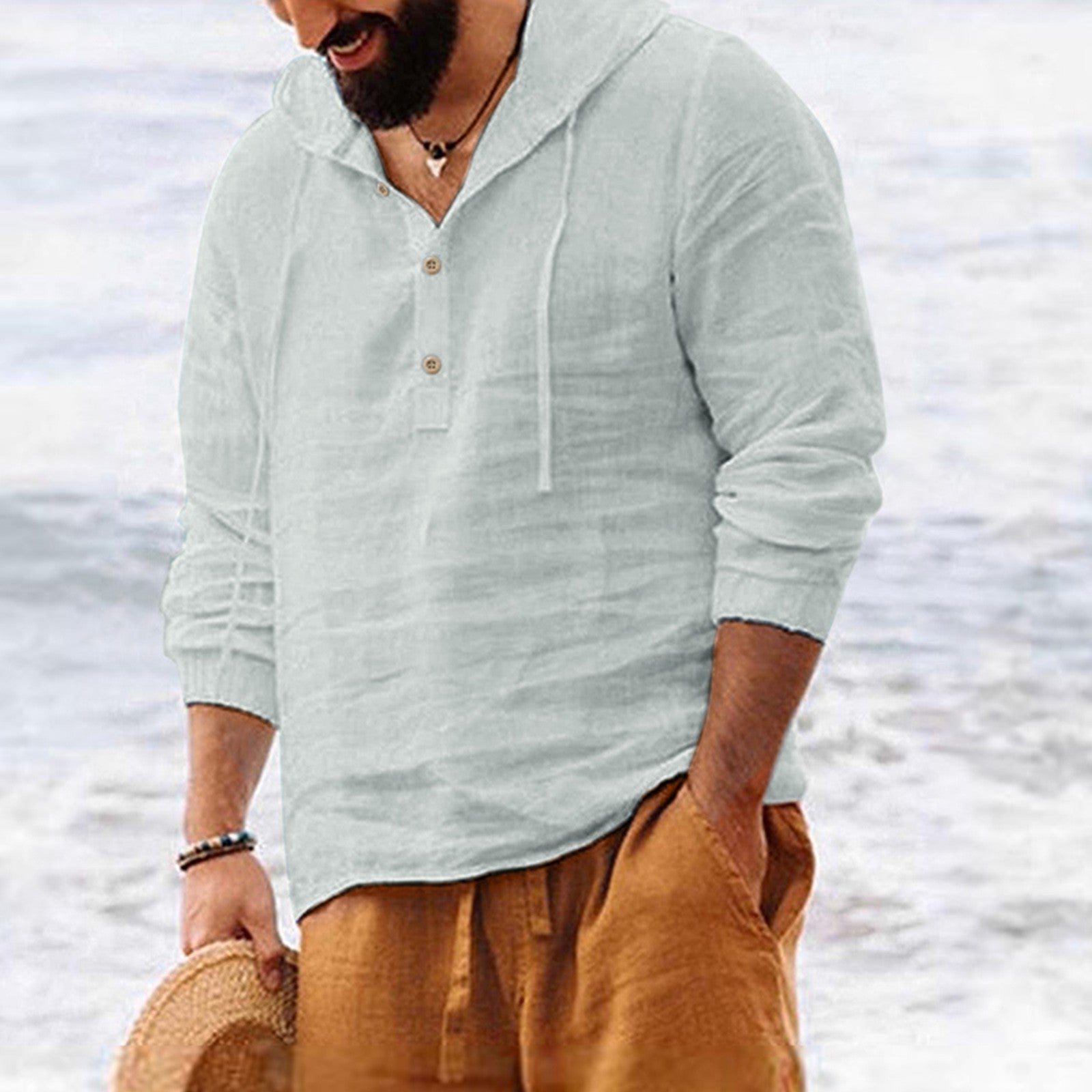 James™ Linnen Overhemd Heren Henley Shirts