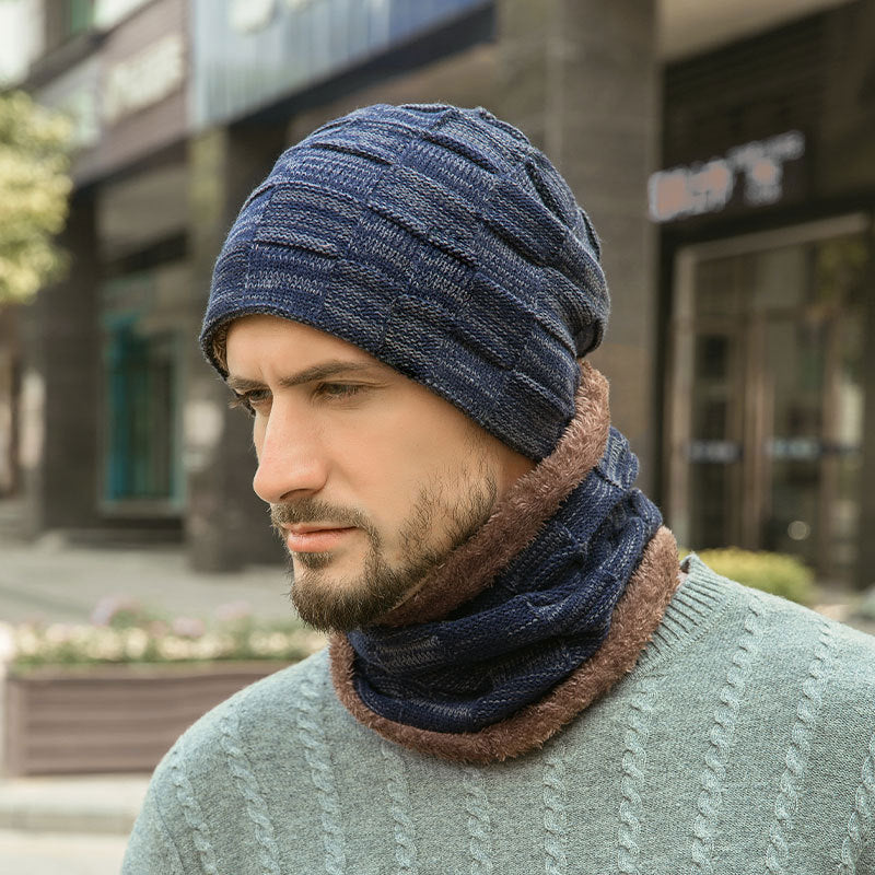 Oliver® gevoerde wollen grijze heren sjaal met ruitpatroon