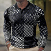 James™ patchwork polo met sterprint en lange mouwen