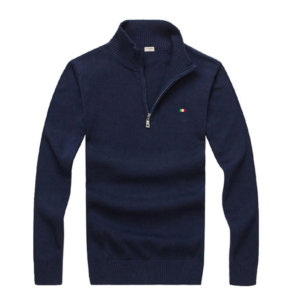 Oliver® Heren Trui met Rits Vlag Borduren Katoen